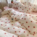 Purpdrank  Knitted Class A Bedding Set Floral Style Bed Linen Set Soft Double Yarn Four-Piece Set Quilt Cover Set Bed Sheets Gift for Home