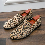 Purpdrank  Hot Selling Men's Leopard Print Loafers Europe America Trendy New Flat Shoes Massage Soles Men's Walking Shoes Big Size：38-48