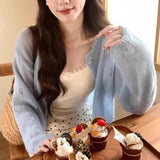 Purpdrank  Autumn Hollow Out Knitted Cardigan Harajuku Solid Single Breasted Loose Cropped Sweaters Y2k Aesthetic Casual Grunge Coats