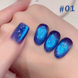 Purpdrank  1Pcs 10ML New Blue Nails Whitening Nail Art Super Flash Purple Blue Glass Bead Cat Eye Gel Nail Polish Autumn Nails