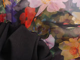 Purpdrank  Sexy Women Black Flower Print Organza Strapless Dress Hem Ruched Swing BUD Party Skater Mini Short Robe