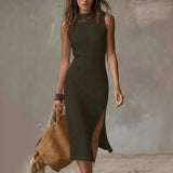 Purpdrank  Spring and Summer Solid Color Long Dress