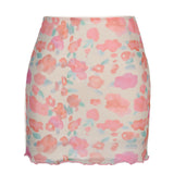 Purpdrank   High Waisted Skirts Women Sexy Cheetah Print Vintage Mini Skirts Fashion Casual Chiffon Mesh Slim Skirt Summer New