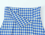 Purpdrank  Fashion Women Blue Plaid Slit High Waist Skirt Women Side Zipper Package Hips A-line Short Skirts Femme