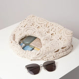 Purpdrank  Pattern Hollow Woven Shoulder Bag Bohemia Straw Beach Bag Premium Style Travel Must Haves Vacation Beach Handbags Women