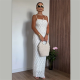 Purpdrank  Summer New Women's Fashion and Elegance Slim Fit Waist versatile Lace Bra Long Strap Dress