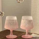 Purpdrank  Matte Glass High Footed Glass French Gradient Pink Party Champagne Cocktail Glass Bar Atmosphere Design Wine Glasses Gifts