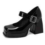 Purpdrank  Brand Women's High Heels Pumps Platform Big Size 46 Lolita Mary Janes Shoes Elegant Black Red Pink Heeled Wedding Shoe For Girls