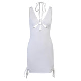 Purpdrank  Summer Backless Bodycon Dress Women Hollow Out 2025 Bandage Mini Sleeveless White Black Sexy Party Dresses Beach