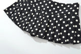 Purpdrank  New CHIC Black with White Polka Dot Print Buttons Low Waist Pleated Mini Skirt Women Sexy Skater Skirts With Shorts lining