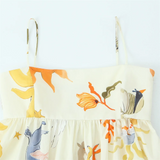 Purpdrank  Spring New Women's Fashion and Elegance Slim Fit Versatile Printed Loose Strap Short Dress