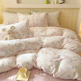 Purpdrank  4Pcs Jacquard Double-Layer Yarn Fitted Sheet Grade A Home Dormitory Bedding Set Cloud Touch Soft Skin-Friendly Bedroom Decor