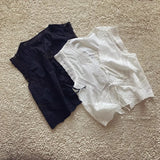 Purpdrank  Boho Inspired white cotton shirt women sleeveless tied closure summer beach top new sexy women blouse shirt