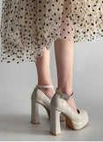 Purpdrank  Spring Thick Heel Women Mary Jane Shoes Fashion Ankle Strap Ladies Elegant Wedding Party Pumps
