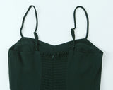 Purpdrank  French Style Retro Dark Green V neck Corset Style Sling Dress Women Elastic Back Ruffles Hem Short Dresses Summer Robe Vestidos