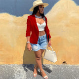 Purpdrank  Elegant Blazer Women Korea Fashion Single-breasted Long Sleeve Casual Blazers Jacket Office Lady Slim Work Wear Coat Tops Femme