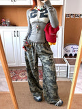 Purpdrank  Vintage Camouflage Pants Women Y2K Hip Hop Streetwear All Match Wide Leg Trousers Korean High Waist Grunge 90S Pants Aesthetic
