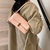Purpdrank  Retro Women Underarm Shoulder Bag Flap Shape PU Leather Pure Color Armpit Bag 2024 New Luxury Designer Purses And Handbags