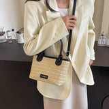 Purpdrank  Straw Woven Design Top-Handle Bags Women Rainbow Color Summer Beach Shoulder Crossbody Bags Luxury Designer Handbags