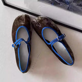 Purpdrank  Round Toe Retro Woman Shoes Female Footwear Casual Sneaker Buckle Strap Mixed Colors Ballet Flats Dress New Ballerinas Rome PU M