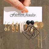 Purpdrank - Gold Color Pearl Hoop Earrings Set Metal Dangle Earrings Vintage Circle Geometric Twist for Women Girls Trendy Jewelry Gifts