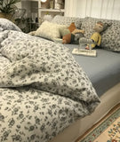 Purpdrank  European american rustic beding set,single double gray cotton twin full queen home textile flat sheet pillow case duvet cover