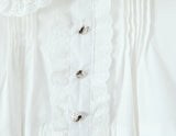 Purpdrank  Stylish White Spliced Lace Short Puff Sleeve Shirt Women Peter Pan Collar Bow Hem Loose Crop Tops