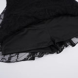 Purpdrank  Dark Solid Patchwork Lace A-Line Dress Sexy Slim O-Neck Long Sleeve Mini Dresses For Women Autumn Spring Fashion Ladies