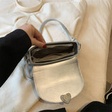 Purpdrank  Loving Heart Buckle Crossbody Bags For Women Luxury Designer Handbags Silver Color Small Shoulder Underarm Phone Bag