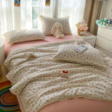 Purpdrank  Summer Quilt Four Piece Set Floral Printed Soft Bedroom Decor Bedding Set Summer Quilt Bed Sheet With Pillowcases Home Textiles