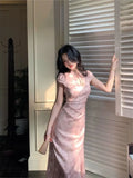 Purpdrank  Miniature Stand Collar Short Sleeve Embroidered Qipao Cheongsam Vintage Party Dress New Chinese Style Revamped Cheongsam Dress