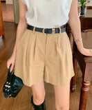Purpdrank  Summer Vintage Women's Cargo Wide Leg Shorts Pocket 2025 New High Waist Solid Casual Loose A-line Short Pants Female