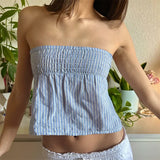 Purpdrank  y2k Tube Top Summer Women Striped Off Shoulder Strapless Sleeveless Bandeau with Bow Decor 2000s Clothing Streetwear