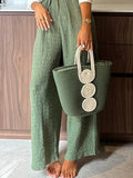 Purpdrank  Casual Print Pants Sets Women Loose Lapel Single Breasted Long Sleeve Shirts Solid Wide Leg Pant 2025 Summer Lady Elegant Outfit