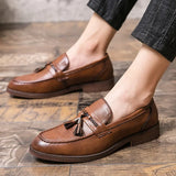 Purpdrank  Pointed casual moccasins for men fringed slip-on men's shoes Beef soles bean boat shoes Fashion hair stylist fashion shoes2026