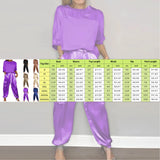 Purpdrank  Women Satin Two Piece Set Half Sleeve Top And Drawstring Waist Jogger Pants With Pockets Casual Office Lady Summer Outfit