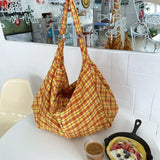 Purpdrank  Colorful Plaid Shoulder Bags for Women Large Capacity Portable Ladies Tote Underarm Bag Travel Outdoor Female Casual Handbags
