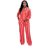 Purpdrank  Spring Summer New Striped Print Long Pant Set Casual Sexy Party 2 Two Pieces Outfits Ladies Tracksuits