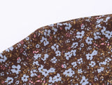 Purpdrank  Women Black Floral Print Flare Long Sleeve Chiffon Dress Stand Collar Slit Backless Ruffles Hem Mini Shirt Dresses Robe