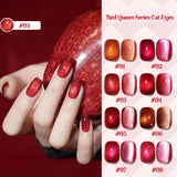 Purpdrank  10ML Red Wine Cat Magnetic Gel Nail Polish Glitter Semi Permanant Soak Off UV LED Gel Varnish For Manicure DIY Nail Supplies