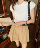 Purpdrank  Summer Vintage Women's Cargo Wide Leg Shorts Pocket 2025 New High Waist Solid Casual Loose A-line Short Pants Female
