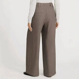 Purpdrank   Light Brown Striped Wide Leg Pants Business Formal High Waist Comfortable Pants Wide Leg Suit Pants