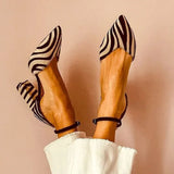 Purpdrank  Big Size Shoes Woman Sexy Heels Chunky Sandals 2025 Pointed Pumps Footwear Striped Colors Large Crossdressers Straps Casual Bloc