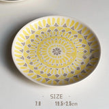 Purpdrank  Ceramic Round Shape Floral Plates Dinner Sets Large Capacity Large Plate Dessert Salad Plate Beautiful Table Tableware Services