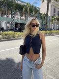 Purpdrank  Women's 2025 Fall Slim Fit Cropped Knit Vest Asymmetrical Ribbed Sleeveless White Sweater Vest for Office Casual Summer Wear
