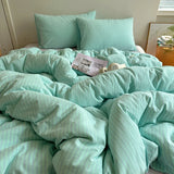 Purpdrank  Aimple Stripe Bedding Set With Pillowcase Bed Sheet Single Full Size Bed Washed Cotton Duvet Cover Set King Double Single Bed