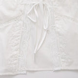 Purpdrank   Summer White Embroidery Flower Spliced Lace Sleeveless Tank Women Lacing Up Bow Front Loose Tank Top Crop Tops