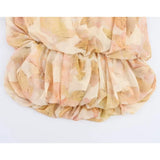 Purpdrank  Women's pleated printed short dress spring V-neck long sleeved Midi dress women's casual loose chic dress