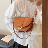 Purpdrank  Famous Brand Saddle Shoulder Bags For Women Golden Hardware Solid Color PU Crossbody Bag New Luxury Designer Handbags