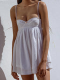 Purpdrank   Sexy White Spliced Embroidery Lace Bra Corset style Mini Dress Women Backless Party Skater Short Sling Robe Holiday